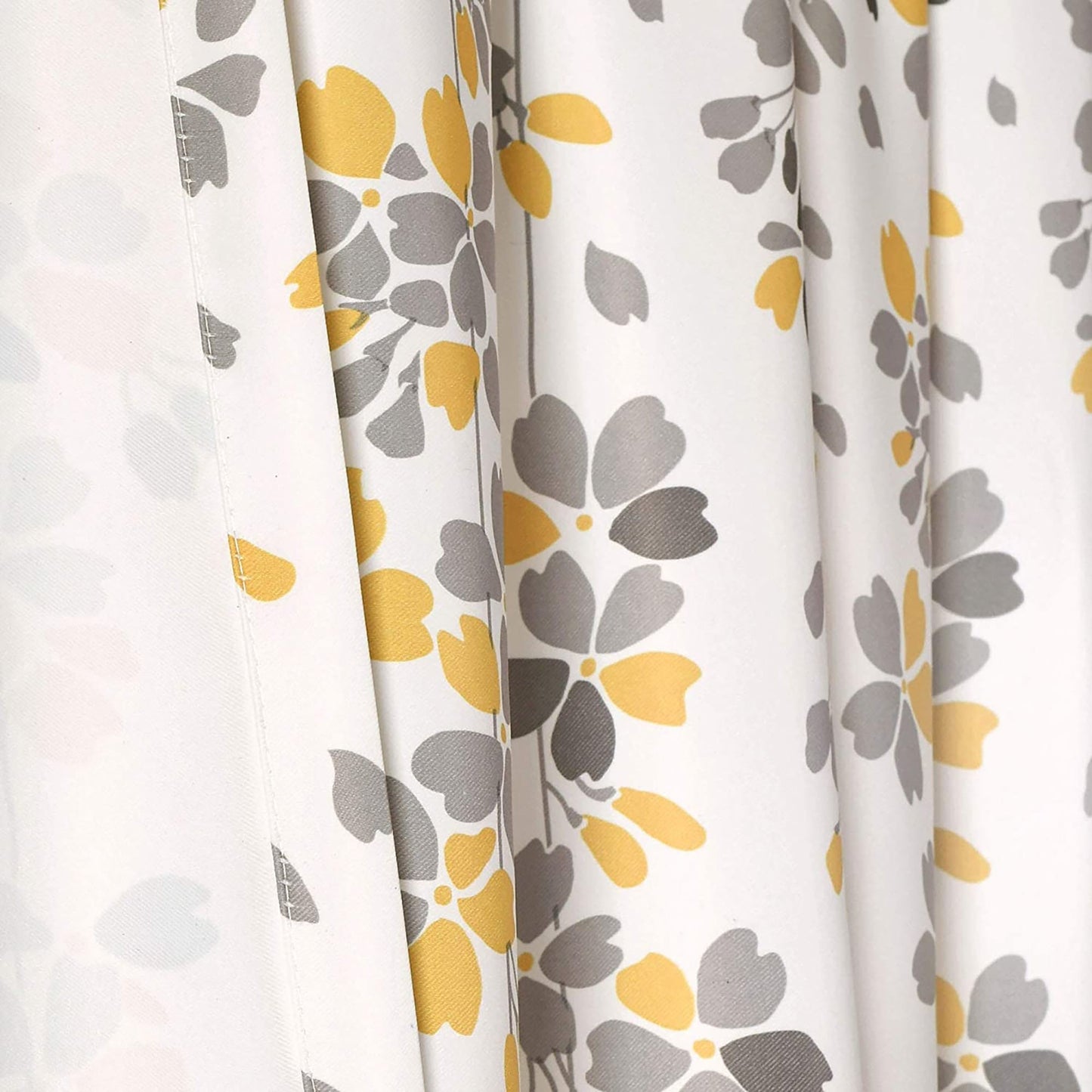 Weeping Flowers Room Darkening Window Panel Curtain Set 84X52 inch - Yellow Grey