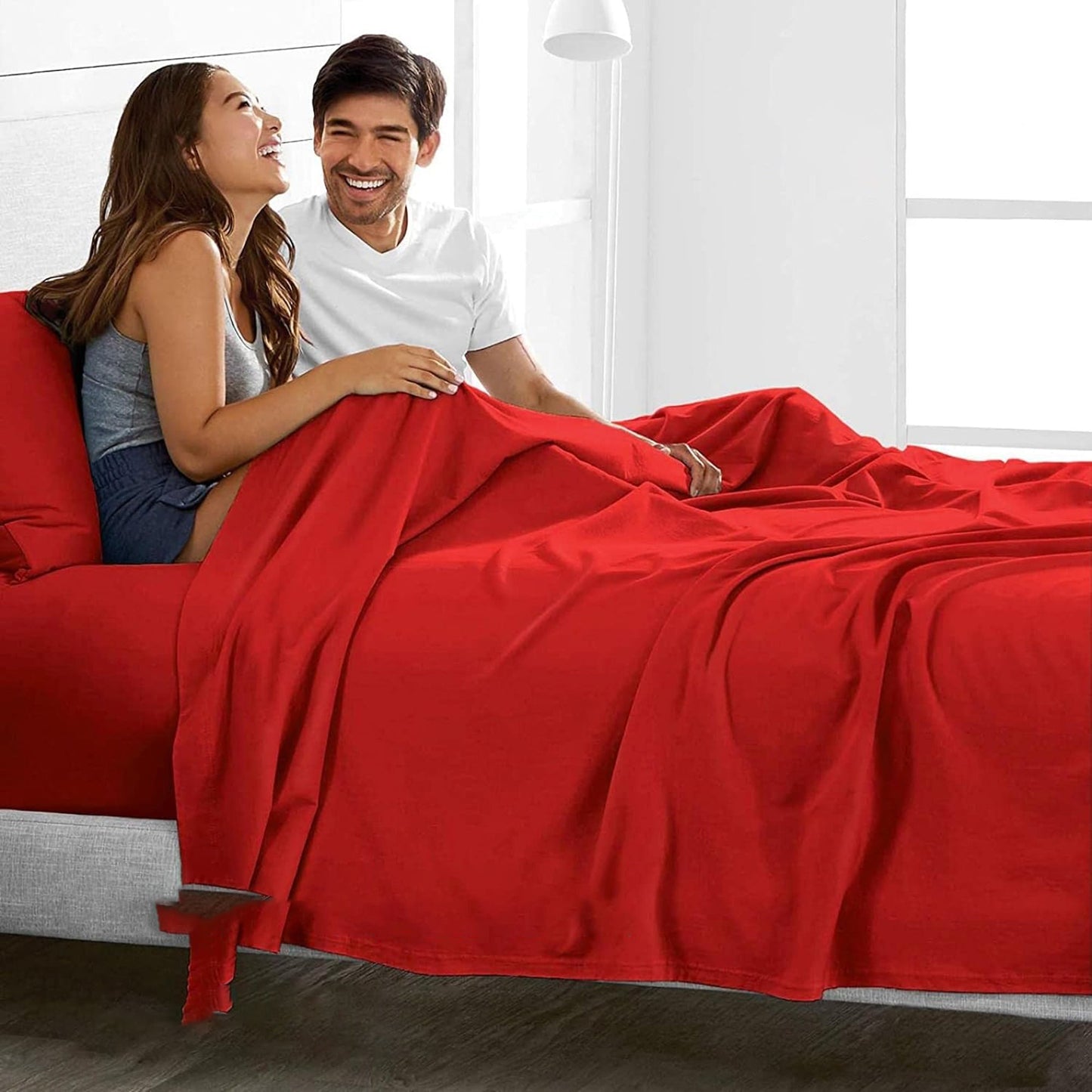 2000TC Breathable Microfibre Deep Pocket Bed Sheet Set - Red