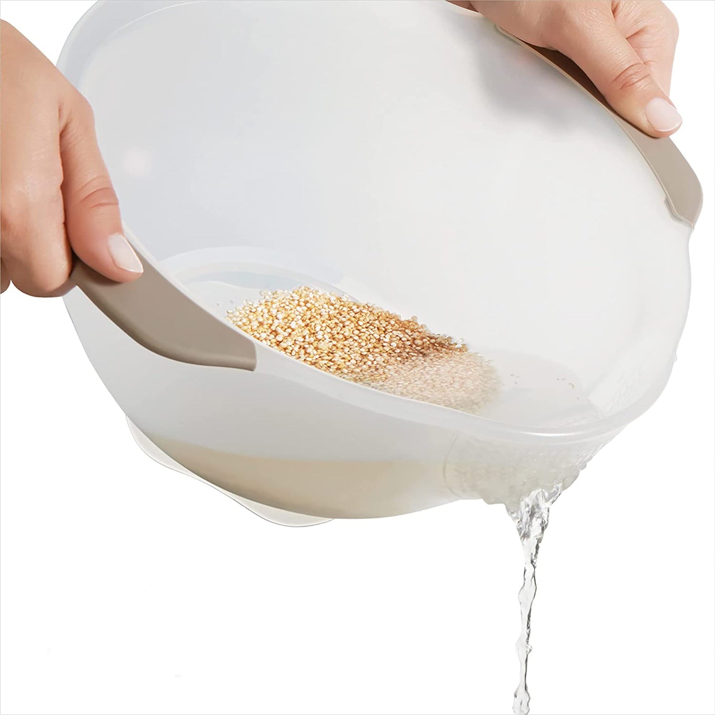 Rice and Grain Washing Colander - White
