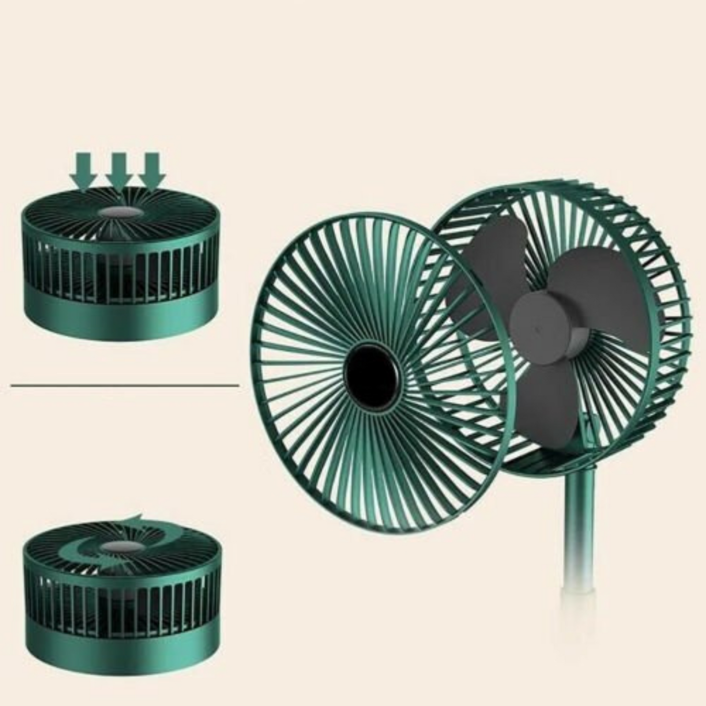 USB Foldable Telescopic Portable Floor Fan 3 Speeds Rechargeable Table Desk Fan