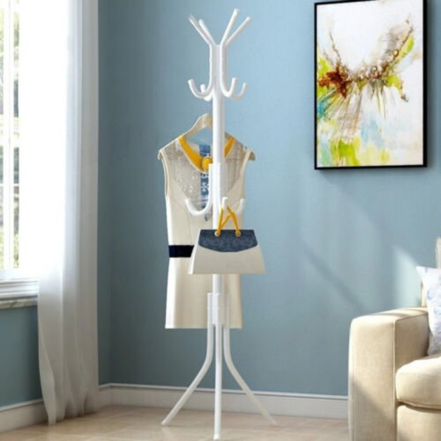 Metal Tree Style 12 Hook Cloth Hanger Stand Hat Clothes Rack