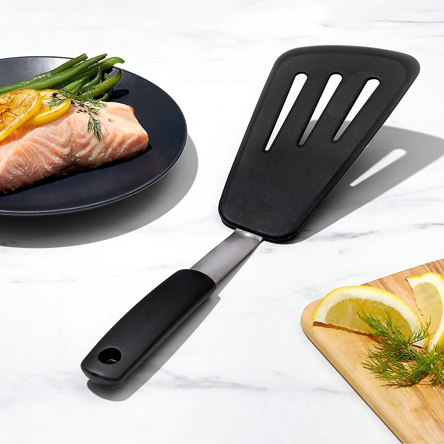 Silicone Omelet Turner Spatula for Non-Stick Cookware - Black