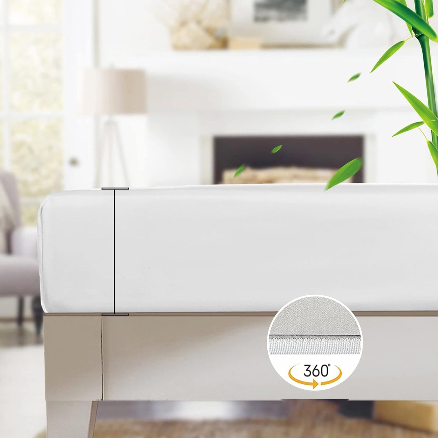 100% Bamboo Luxuriously Breathable and Silky Soft Bed Sheet Set - White