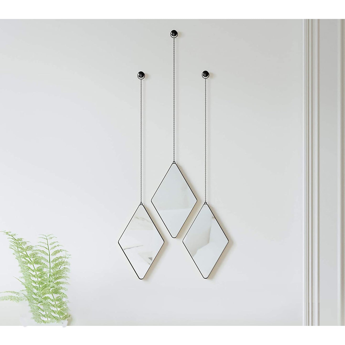 Apartment Decor Trio Wall Art Clear Black Decorative Wall Mirrors - Set of 3