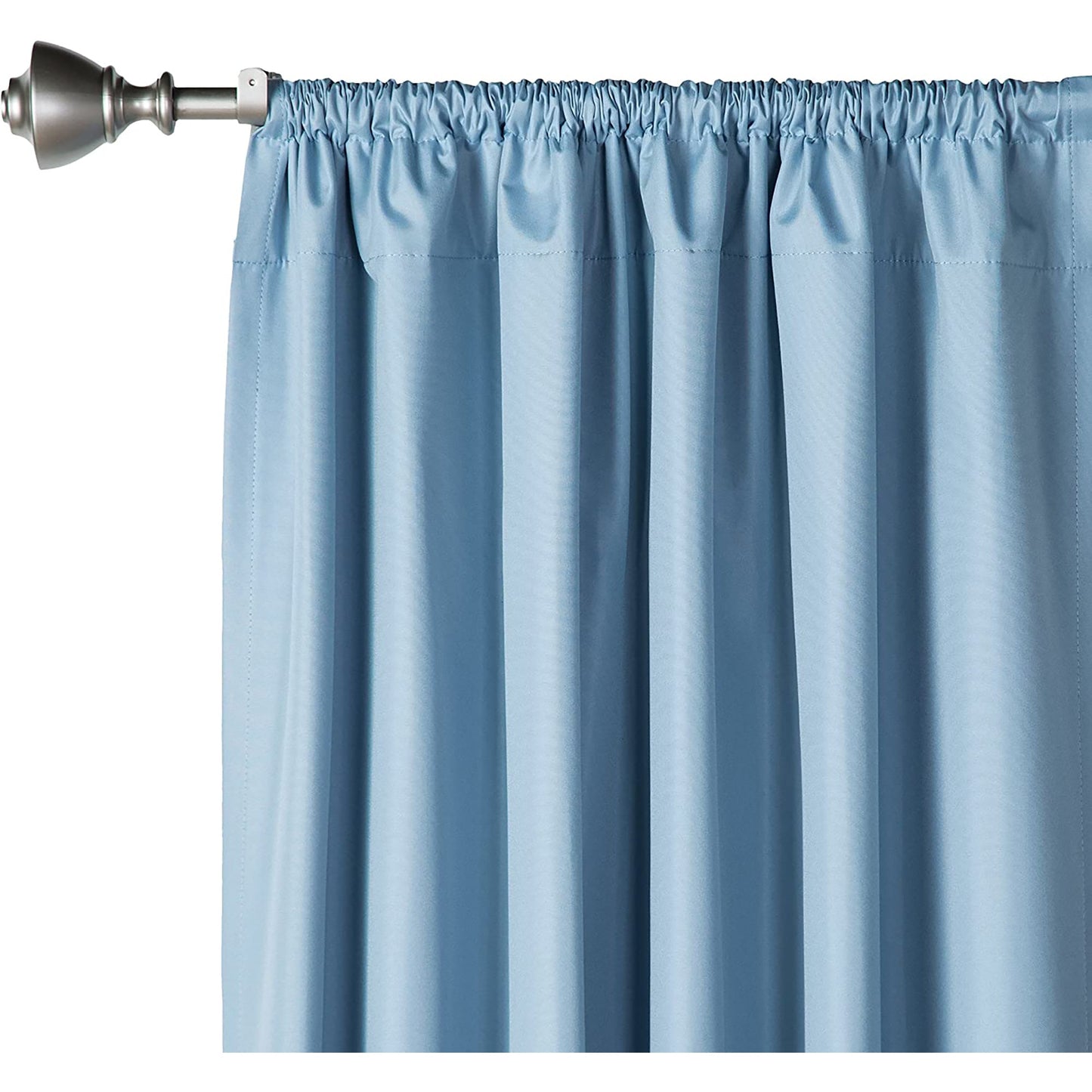 Room Darkening Blackout Window Curtains with Tie Backs Set 2 Panels - Light Blue
