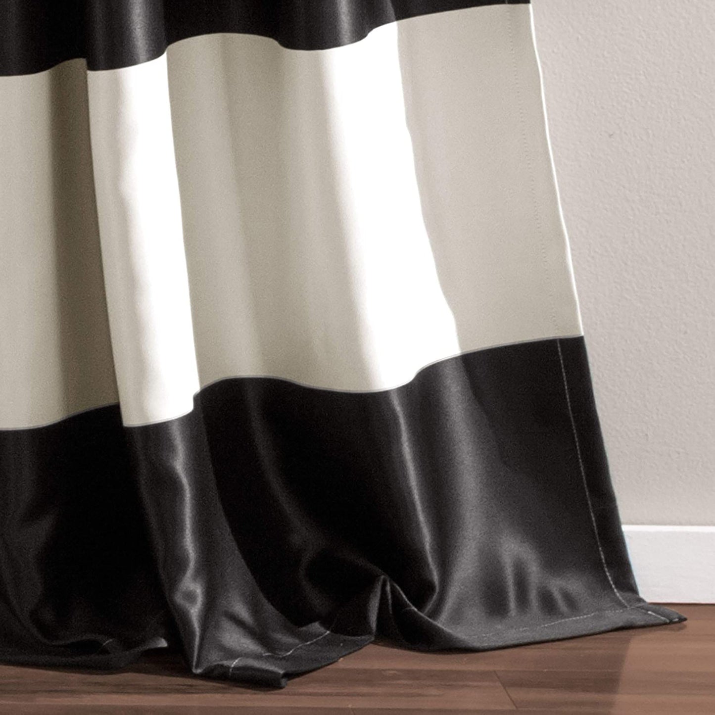 Stripe Window Curtain Panel Set 84x52 inch - Black