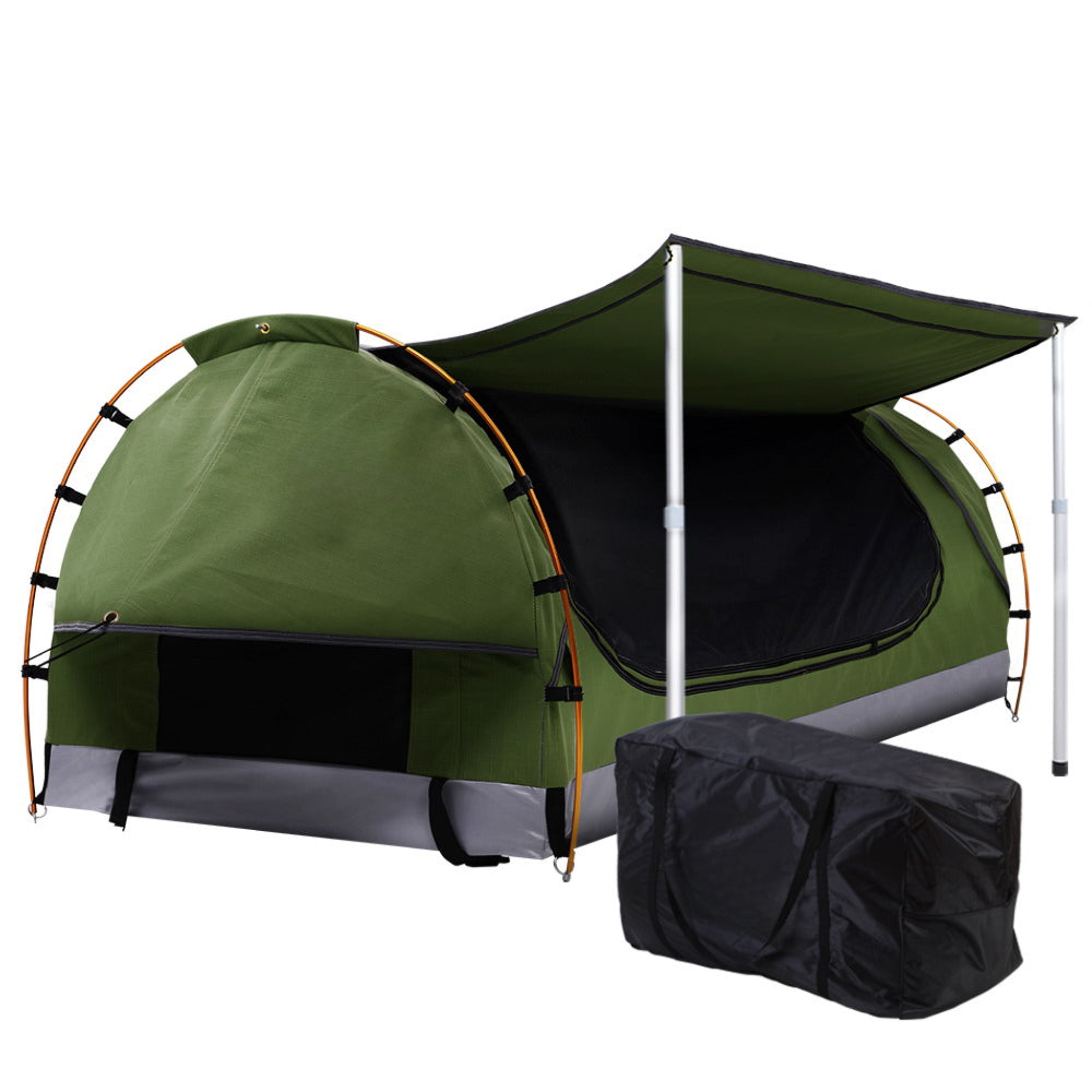 Double Camping Swags Canvas Free Standing Dome Tent - Celadon
