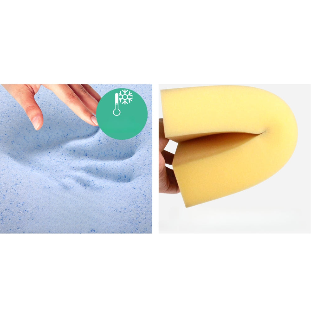 Bedding Memory Wedge Pillow Neck Back Support with Cover 2X - White Blue
