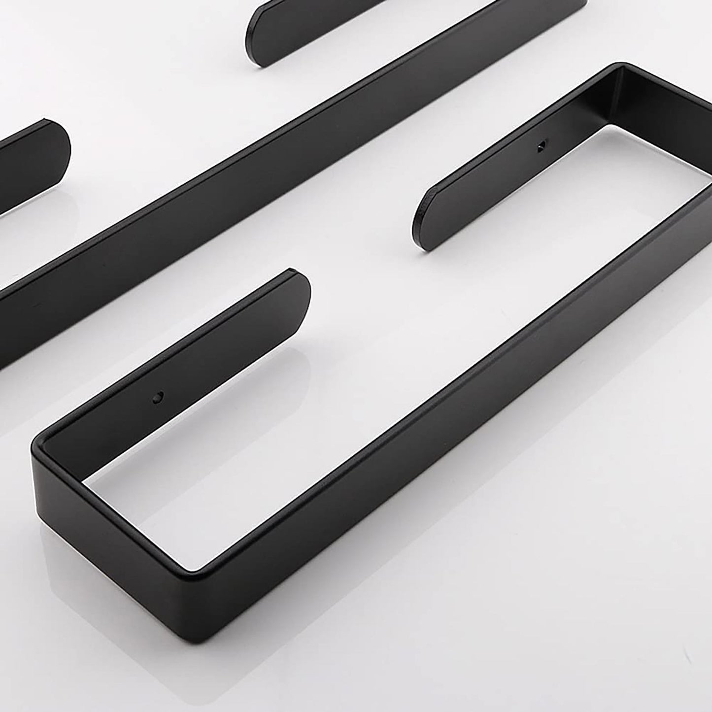 Heavy Duty Wall Mounted Square Base Aluminum Alloy Towel Bar for Bathroom - Matte Black