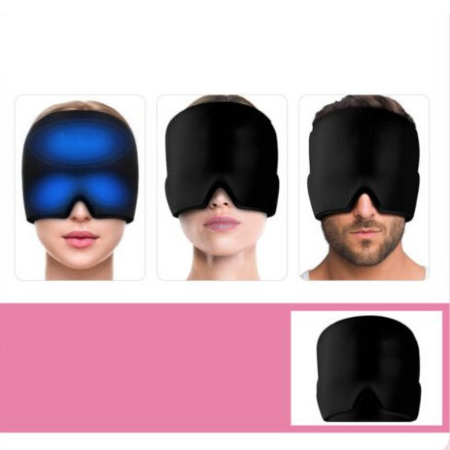 Cold Therapy Migraine Relief Ice Head Wrap Reusable Headache Hat Eye Mask
