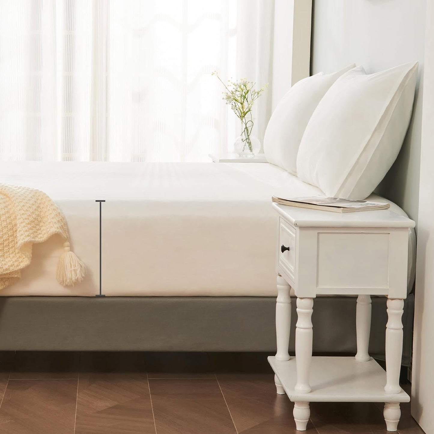 1200TC Sateen Weave Premium 100% Cotton Fitted Sheet - White