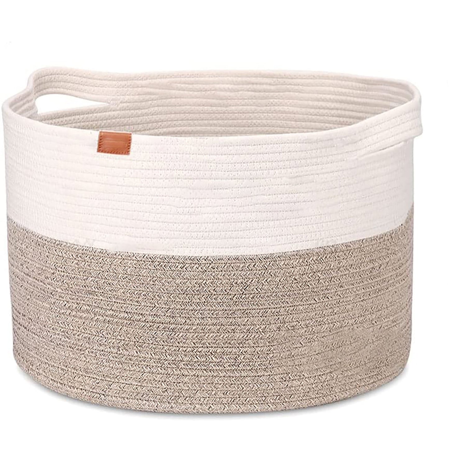 Extra Large Rope Woven Baskets with Handles for Living Room 22x22x14 - Brown