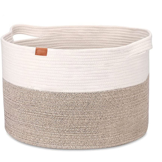 Extra Large Rope Woven Baskets with Handles for Living Room 22x22x14 - Brown