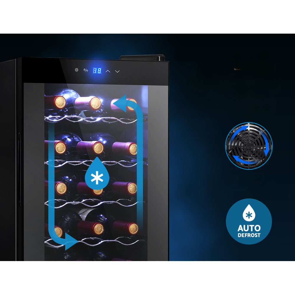 Wine Cooler 18 Bottles Glass Door Beverage Cooler Thermoelectric Fridge Black