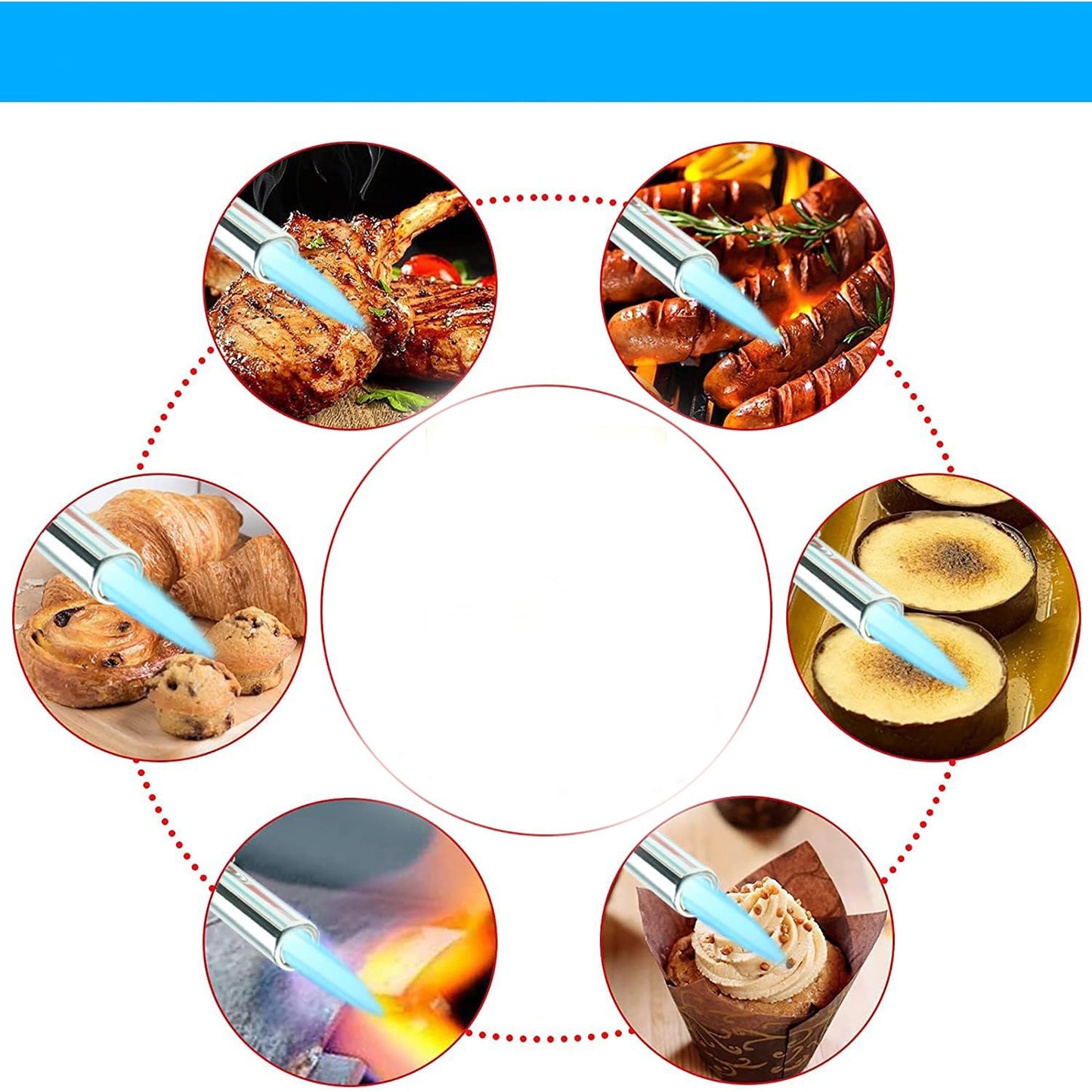 Multiple Use Butane Torch Kitchen Blow Lighter with Adjustable Flame - Black