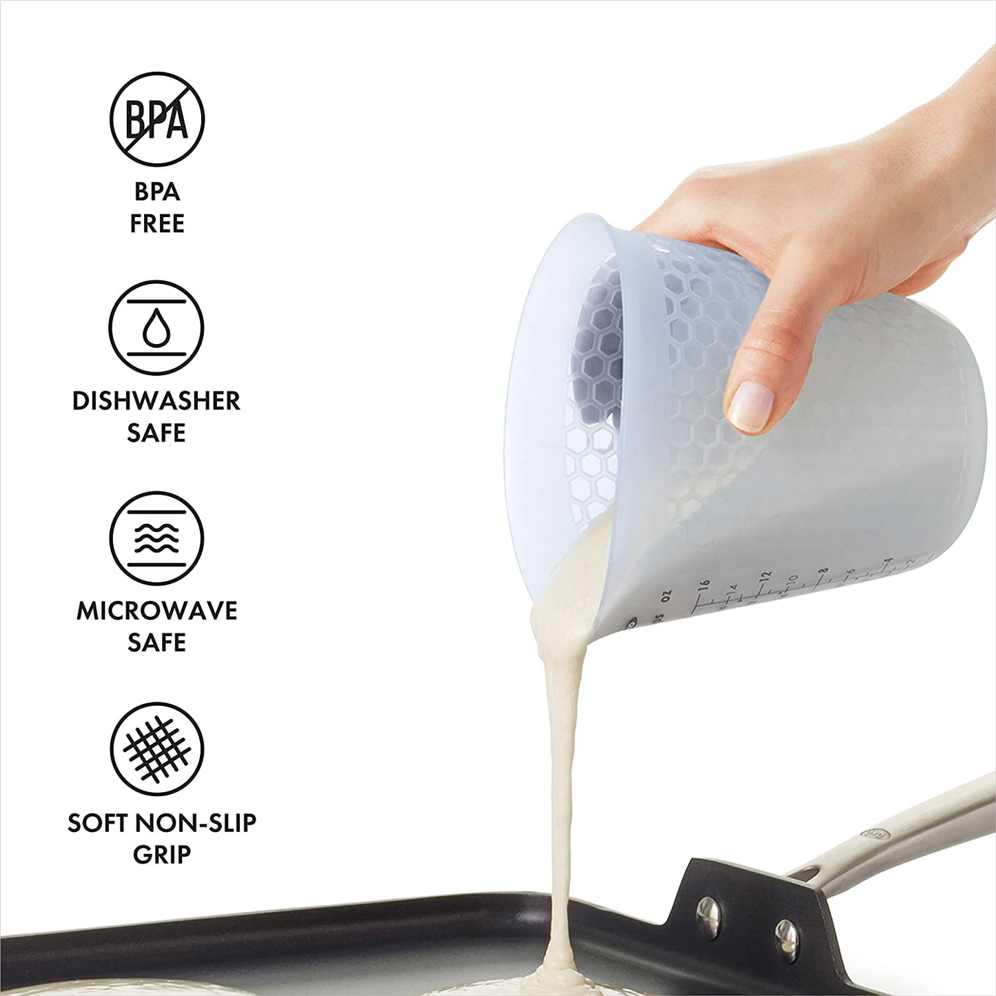 Silicone Clear Squeeze and Pour Measuring Cup 50 ML - White