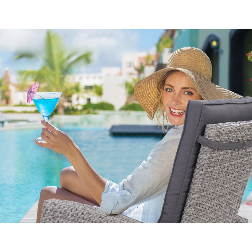 Sun Recliner Chair Outdoor Patio Garden Cushion Set of 2 - Black