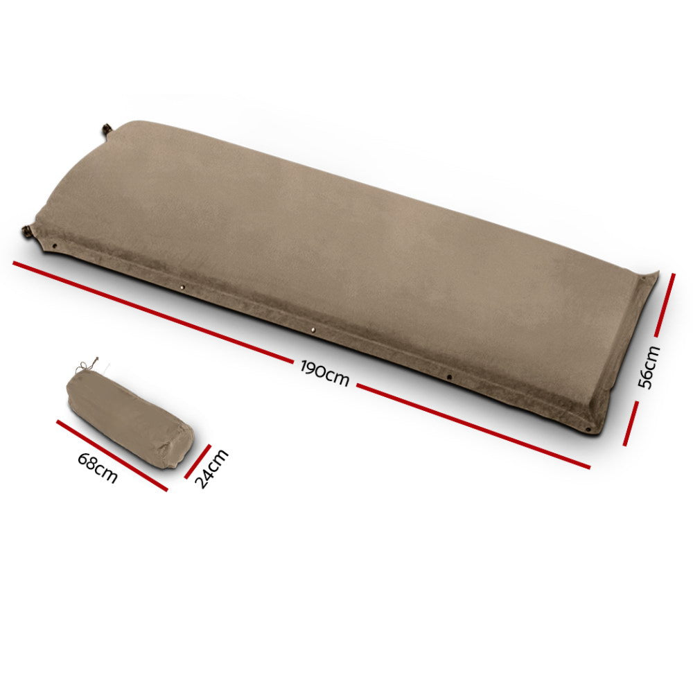 Camping Self Inflating Matress Joinable Single - Coffee