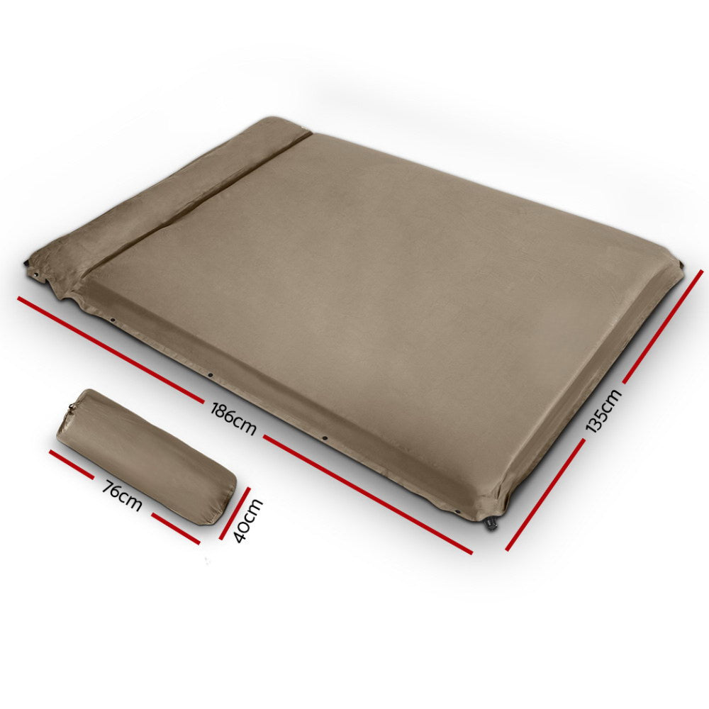 Camping Self Inflating Matress Joinable Double - Coffee