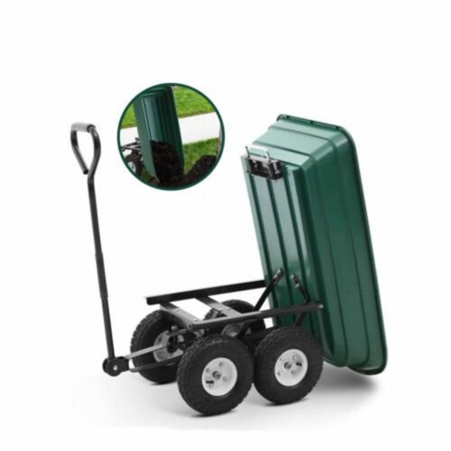 65L Garden Dump Cart Tipping Bed Trolley Wagon Wheelbarrow Holds Up to 270kg