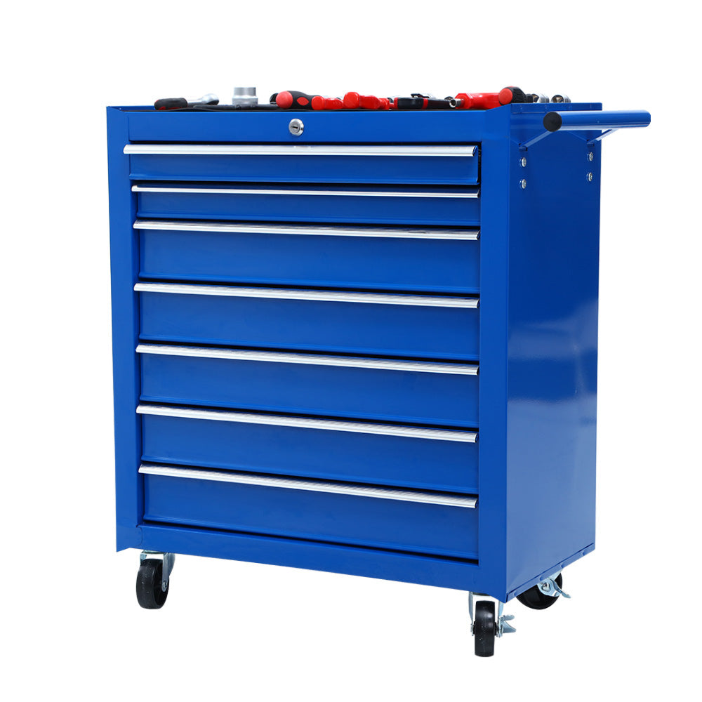 Tool Chest Trolley Box Cabinet Cart Garage Storage Blue - 7 Drawers