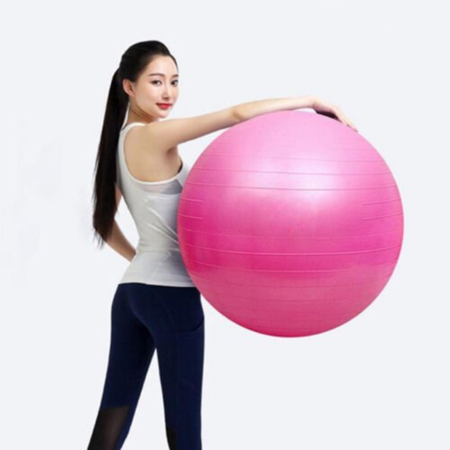 Anti Slip Texture Gym Ball Pink Balance Strength Training 55cm 65cm 75cm