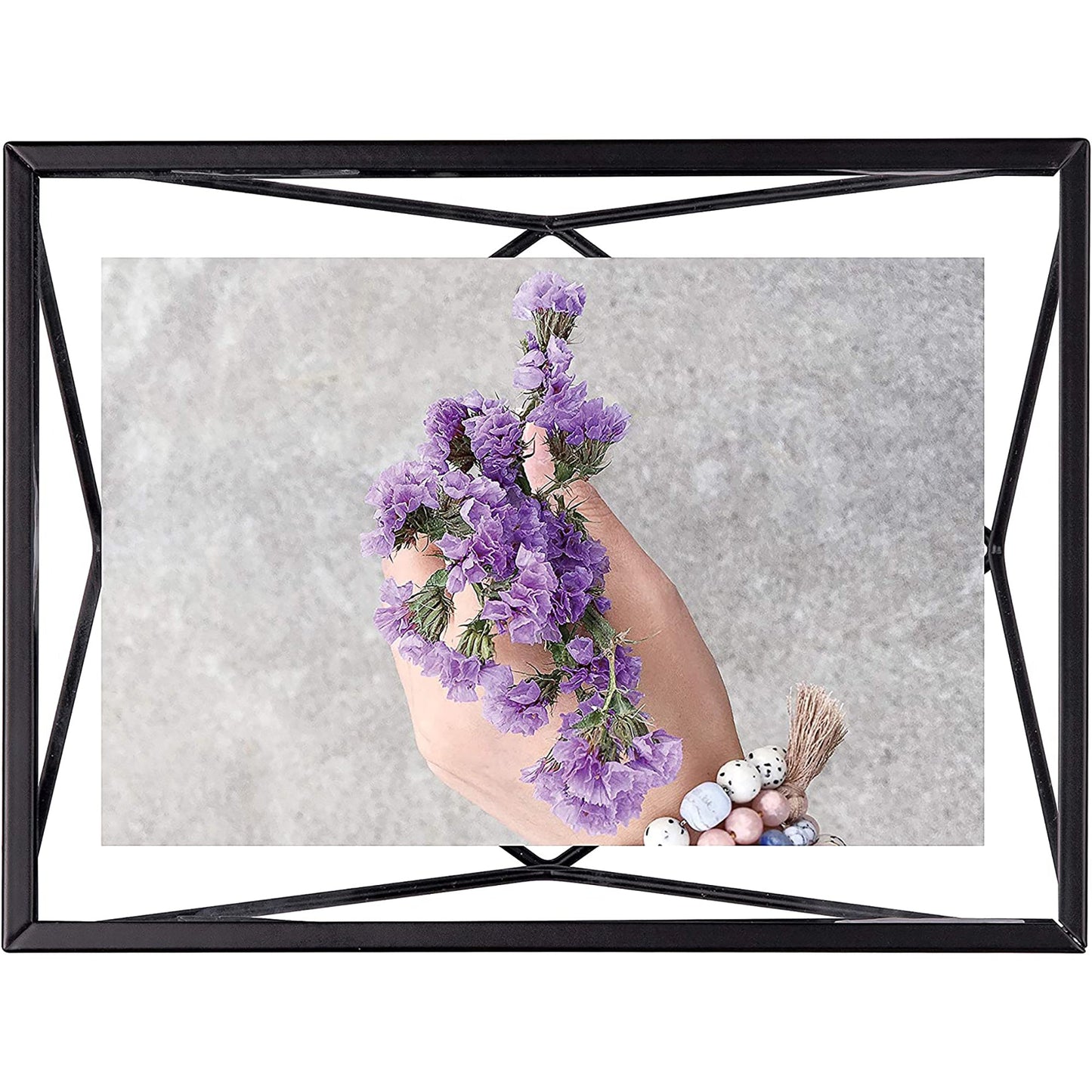 Geometric Prisma Picture Frame Photo Display for Desk Wall  4x6 Inch - Black