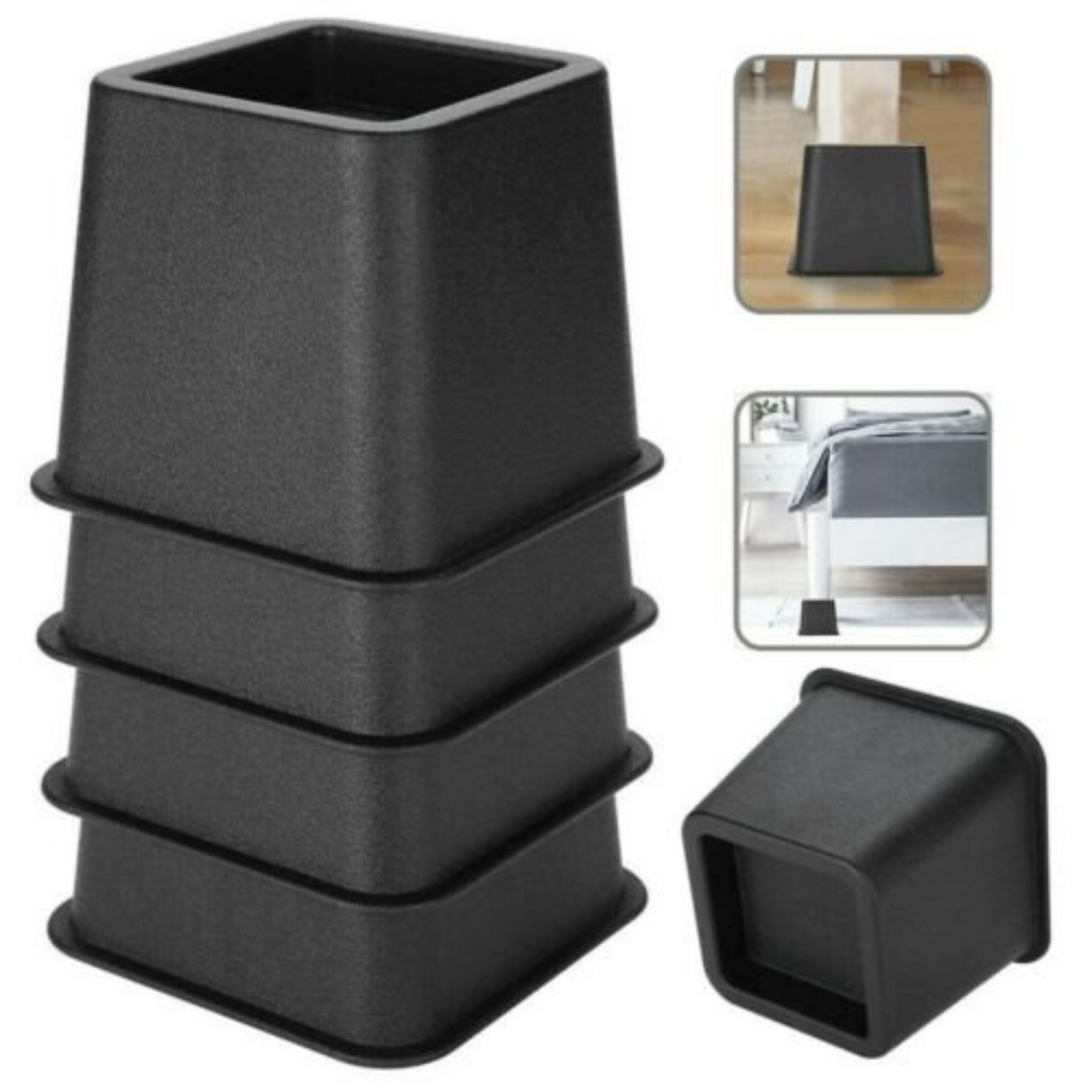 4 to 8pcs Black Furniture Leg Extender Stands Chair Bed Riser Elephant Feet