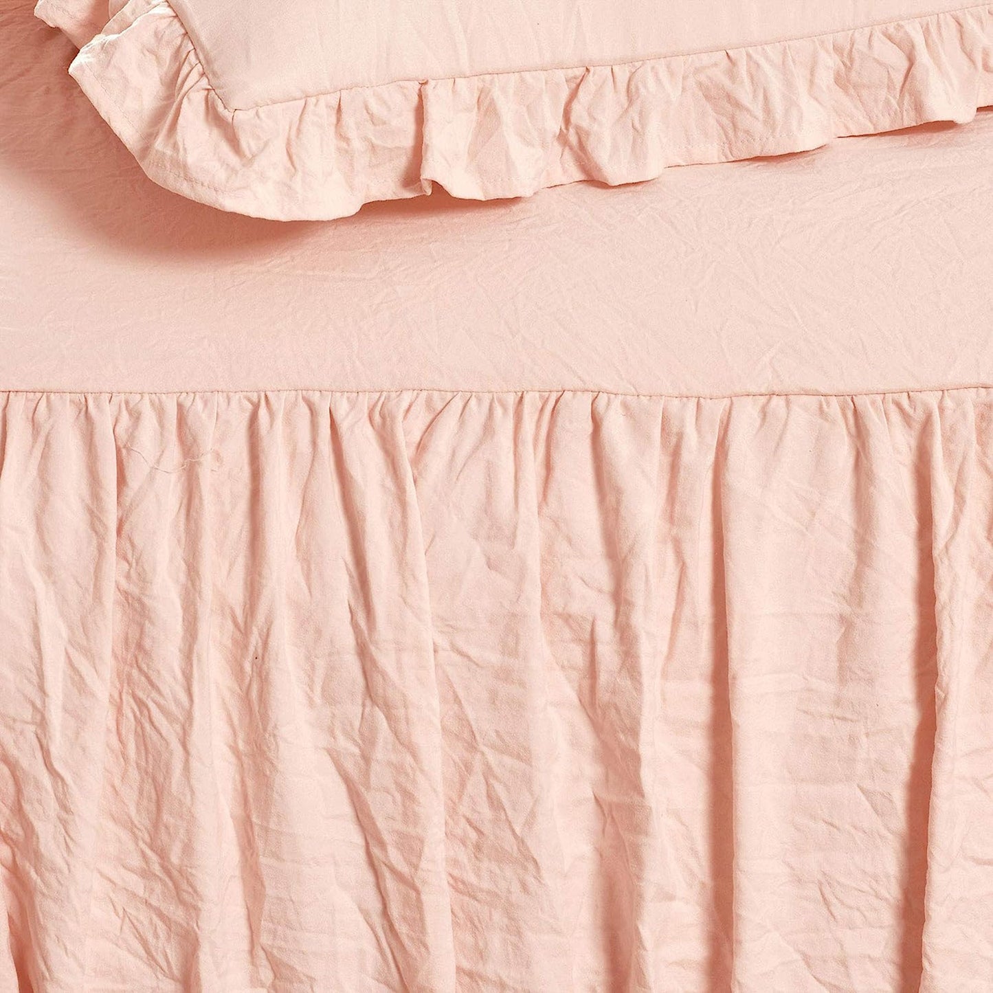 Vintage Chic Farmhouse Style Lightweight Ruffle Skirt Bedspread - Blush