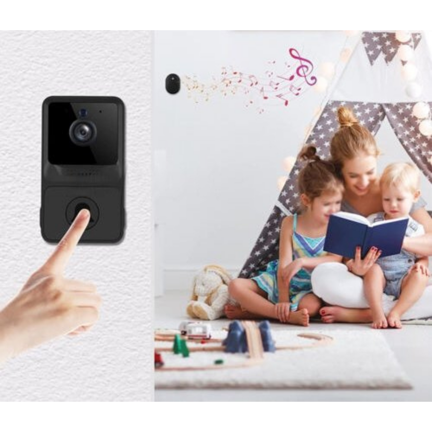 WiFi Smart Video Doorbell Wireless Door Bell with Intercom Ring Security Phone Camera