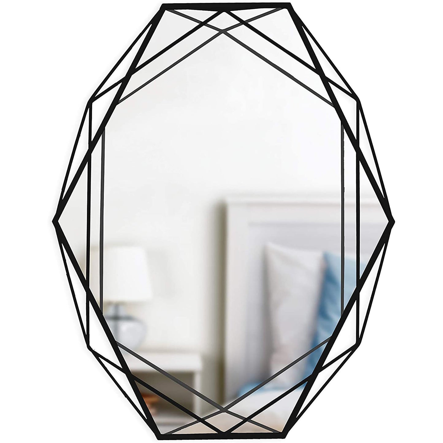 Modern Geometric Shaped Oval Wall Mirror Home Decor - Black