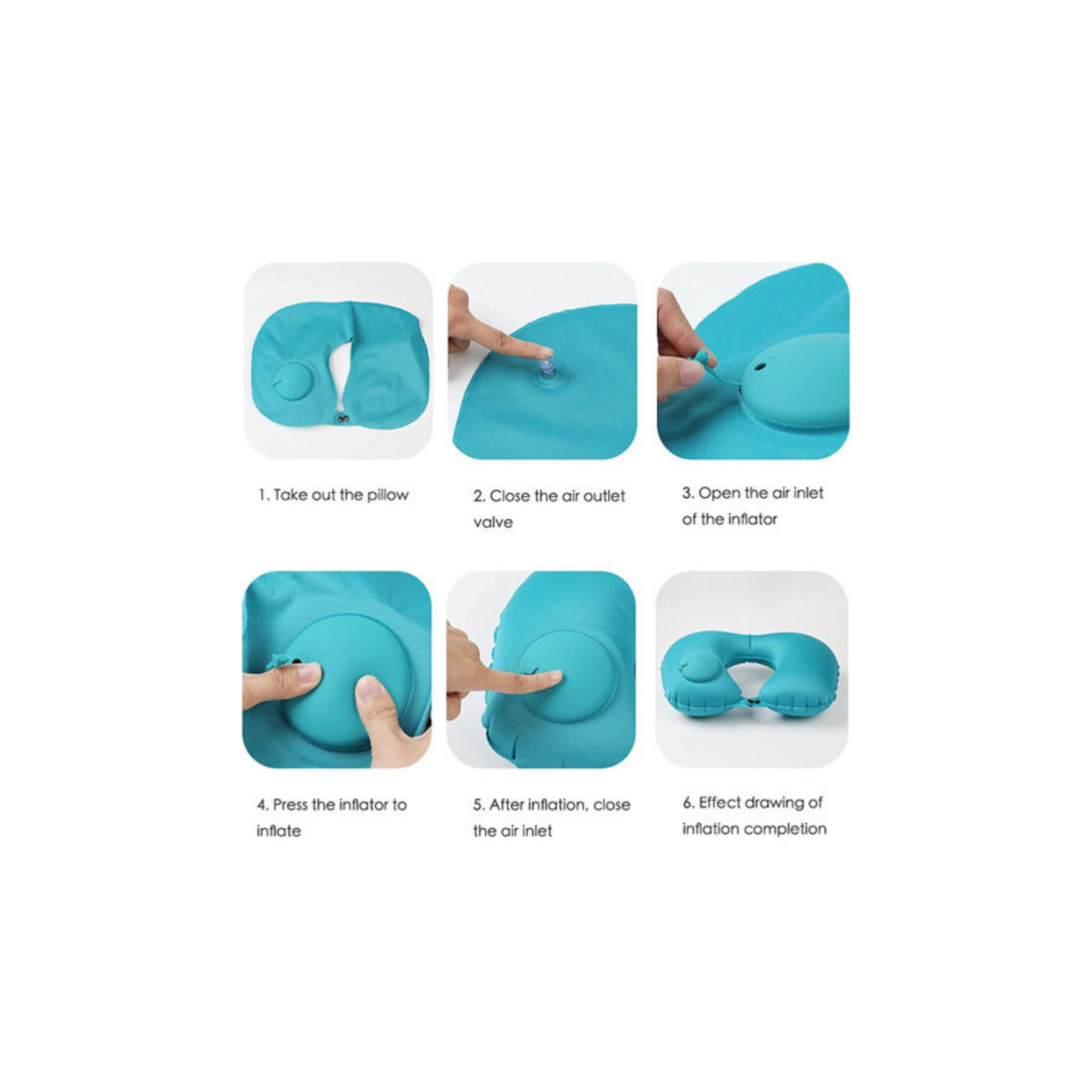 U Shaped Inflatable Neck Travel Pillow Press Type Car Flight Head Rest