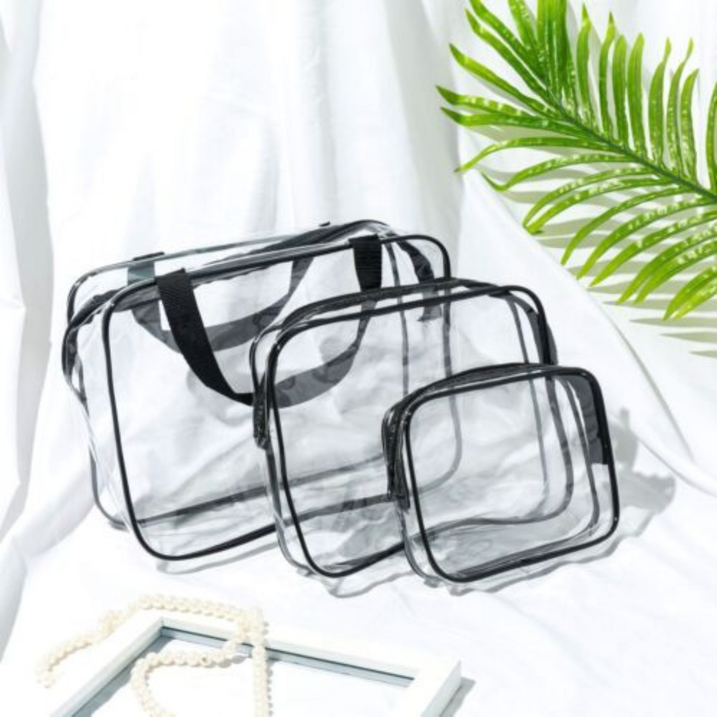 Set of 3 Clear PVC Cosmetic Makeup Toiletry Organizer Travel Wash Bag Holder