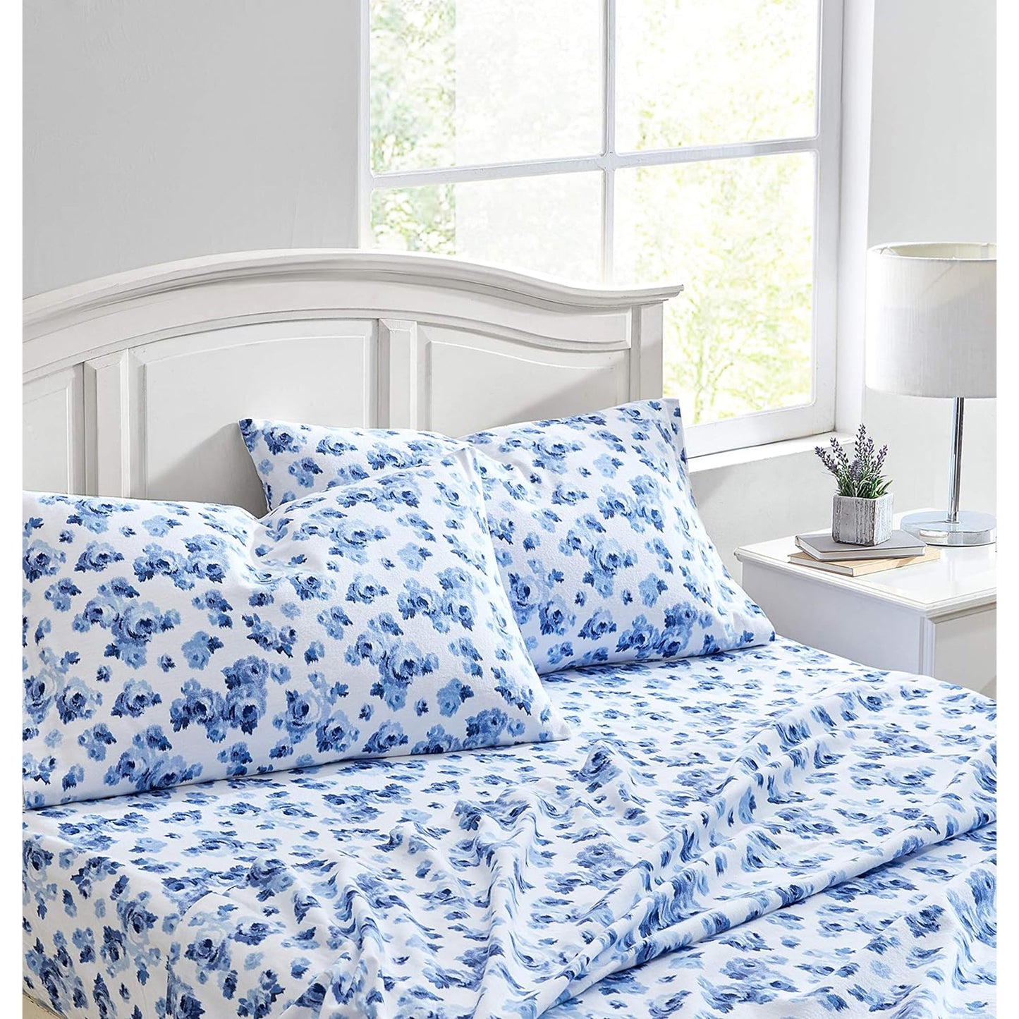 Soft Brushed Cotton Flannel Bedding Sheet Set - Emelisa Blue