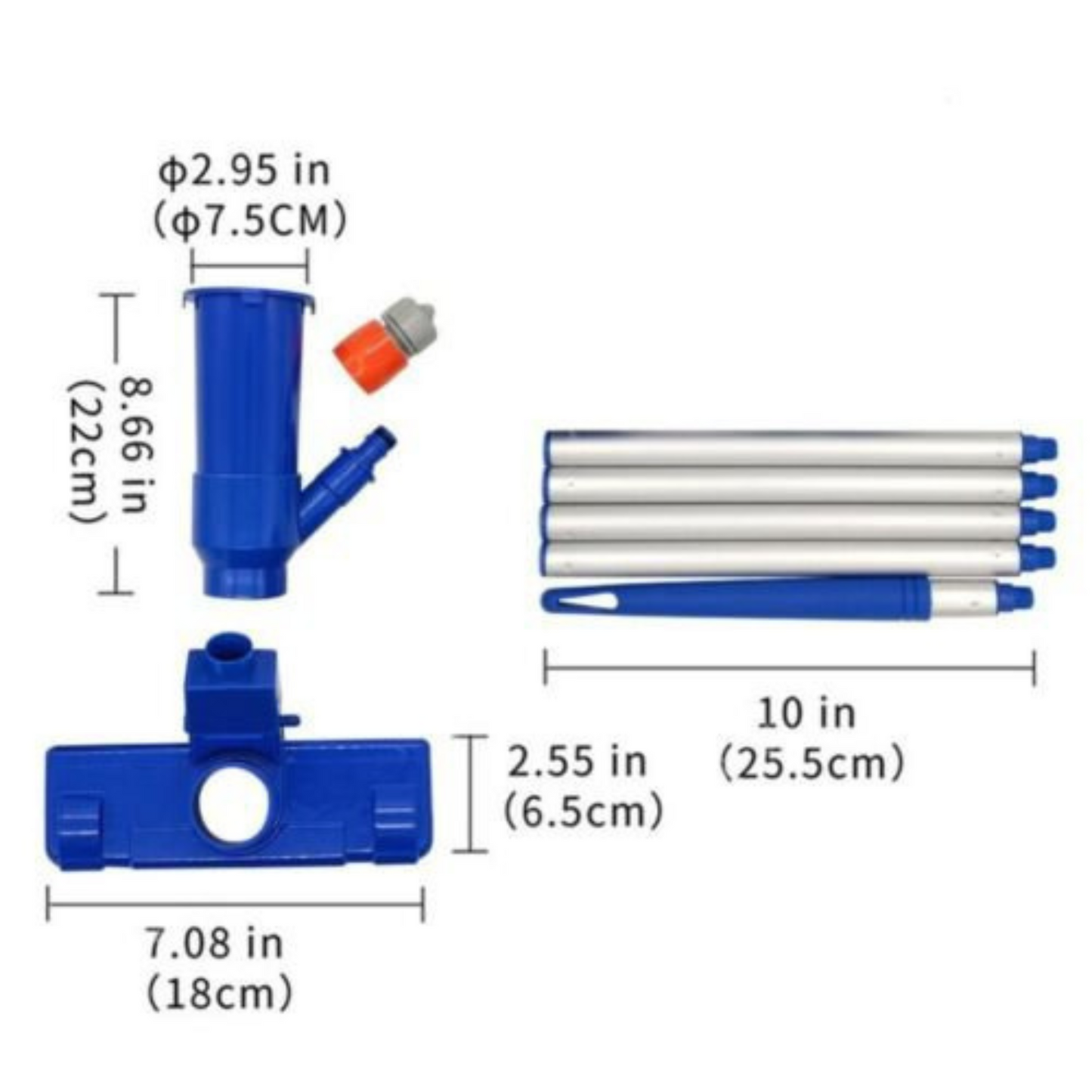 Swimming Pool Spa Pond Vacuum Cleaner Set with Brush and Pole