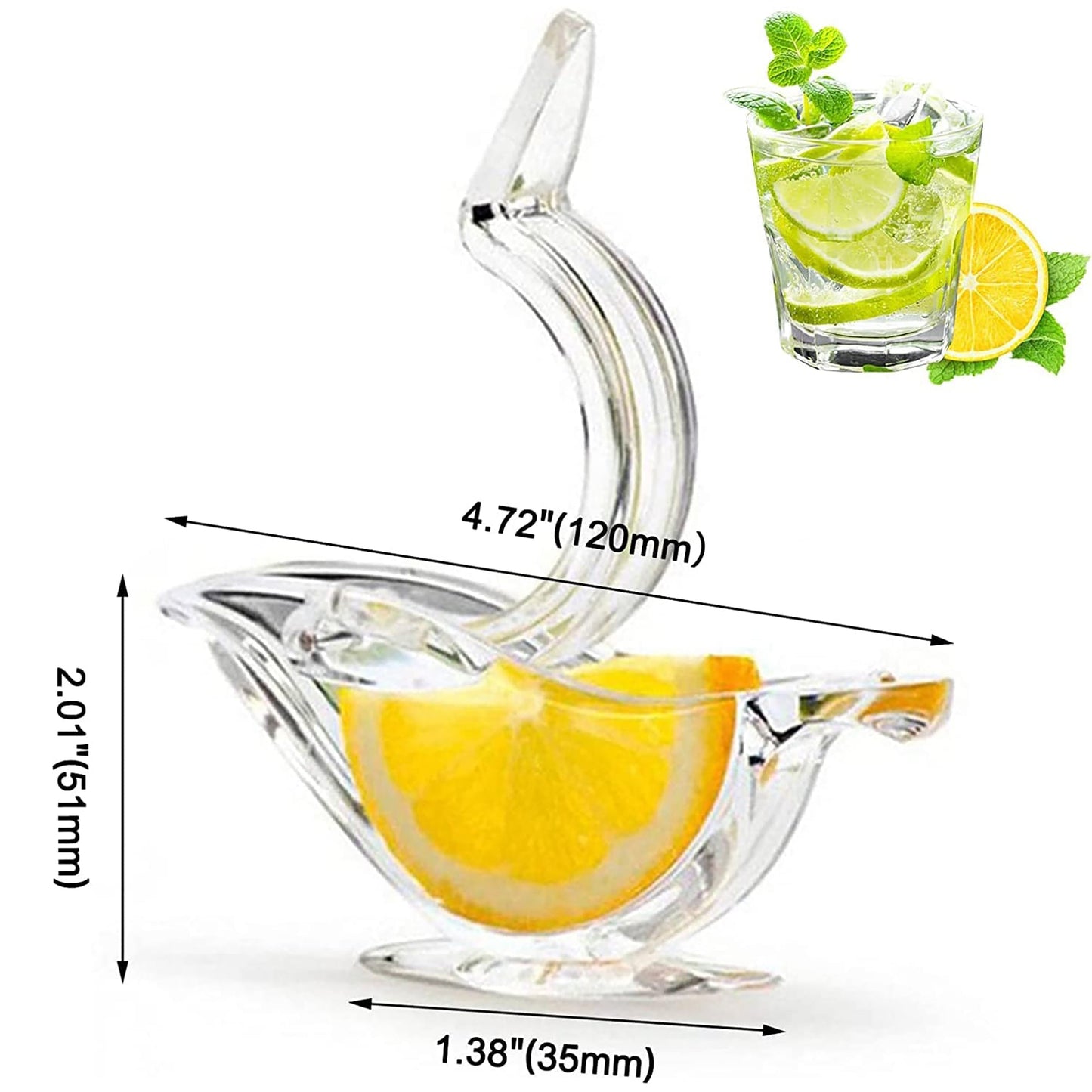 Portable Clear Acrylic Manual Lemon Slice Juicer Squeezer 2 Pcs