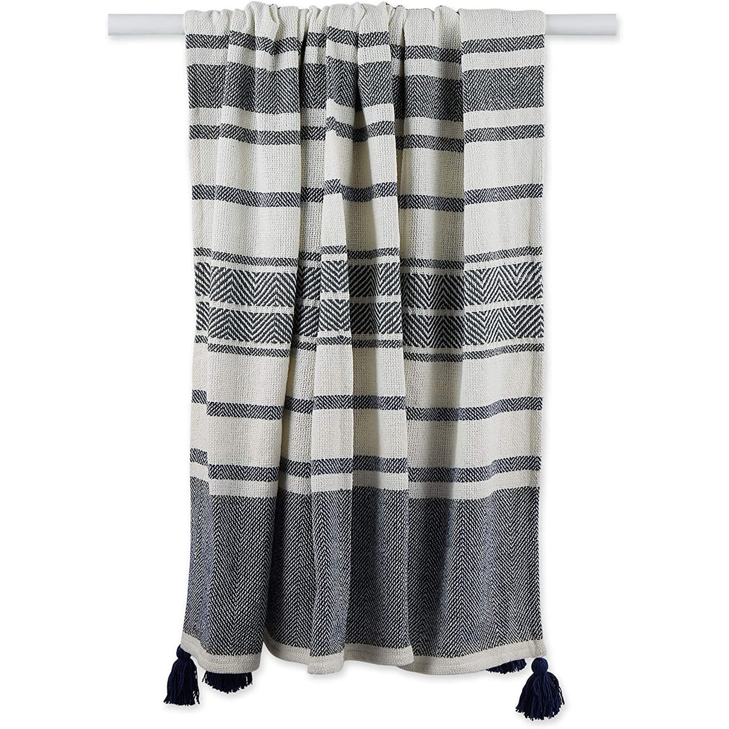 Traditional 2 Tone Chevron Stripe Throw 50x60 - Navy