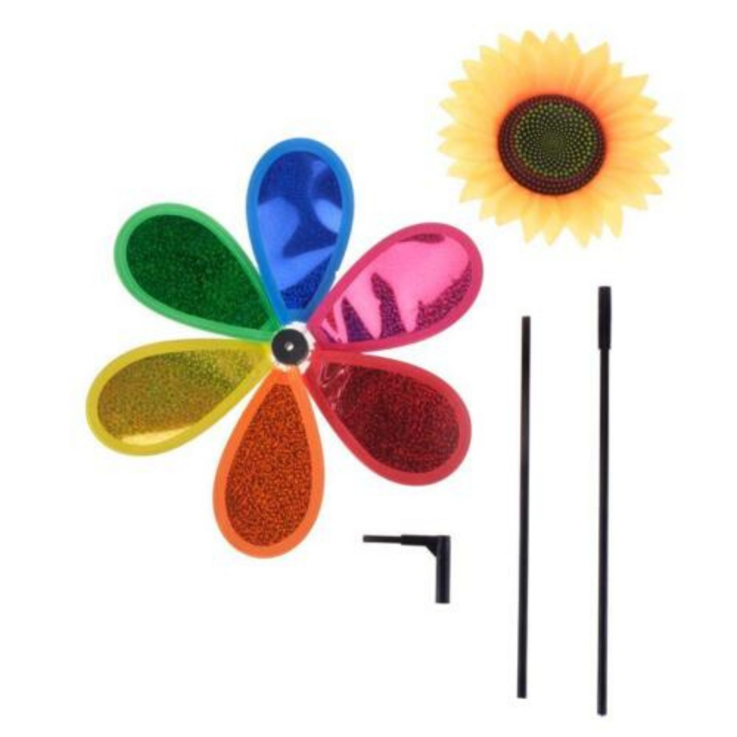 2pcs Colourful Sunflower Windmill Wind Spinner Pinwheel for Garden Yard Decor