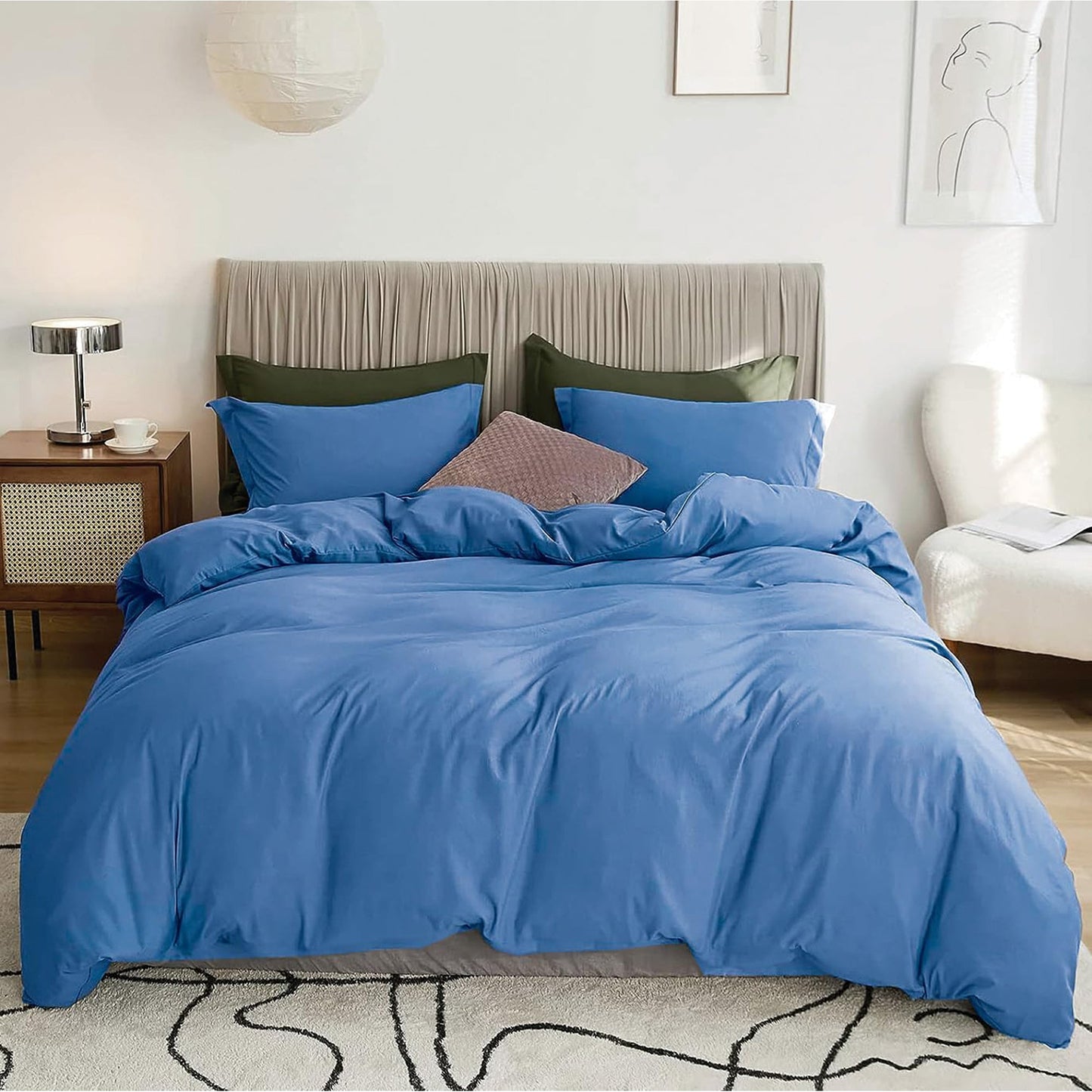 2000TC Ultra Soft Microfiber Zipper Closure Quilt Cover Set - Ocean