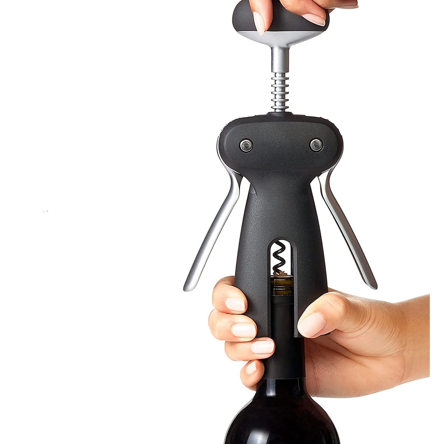 Non Stick Steel Corkscrew with Removable Cutter - Black