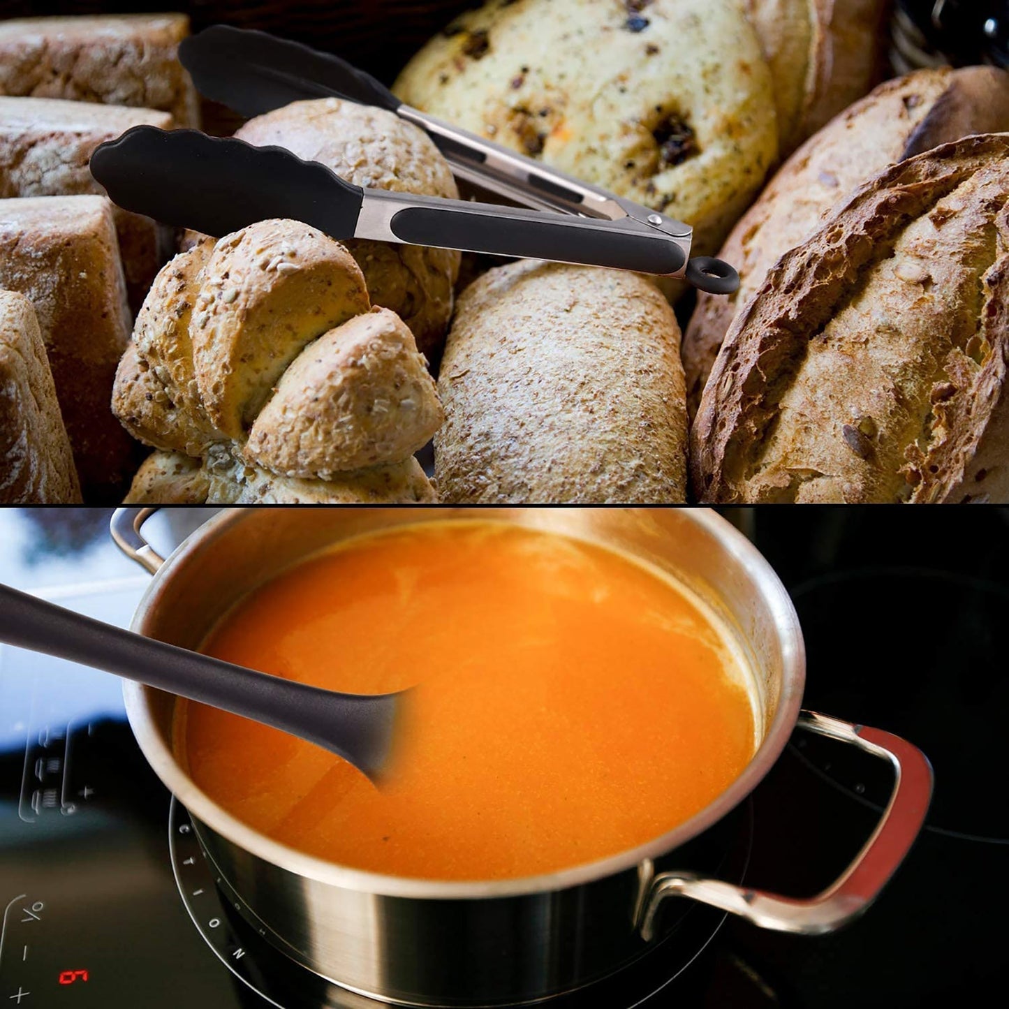 Non Toxic Heat Resistant Non Stick Silicone Kitchen Utensils Cooking Tools Set 14 Pcs - Black