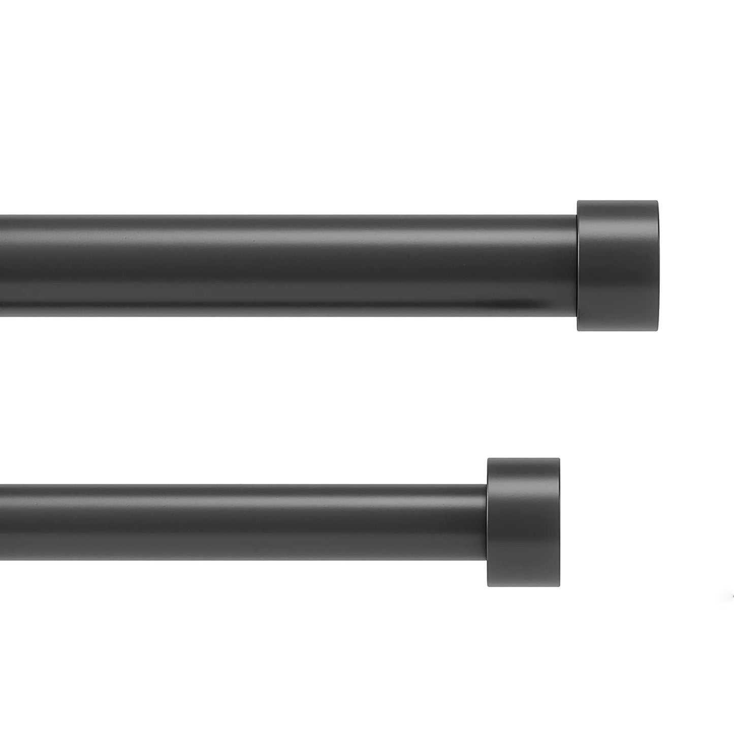 Double Curtain Rod Includes 2 Matching Finials Brackets and Hardware 1 Inch - Black