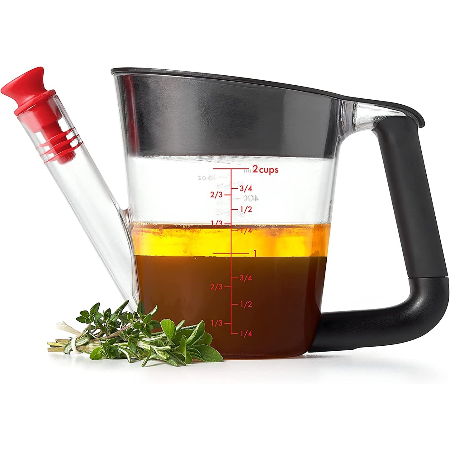 Fat Separator with Strainer 2 Cups or 500 ml Capacity - Black