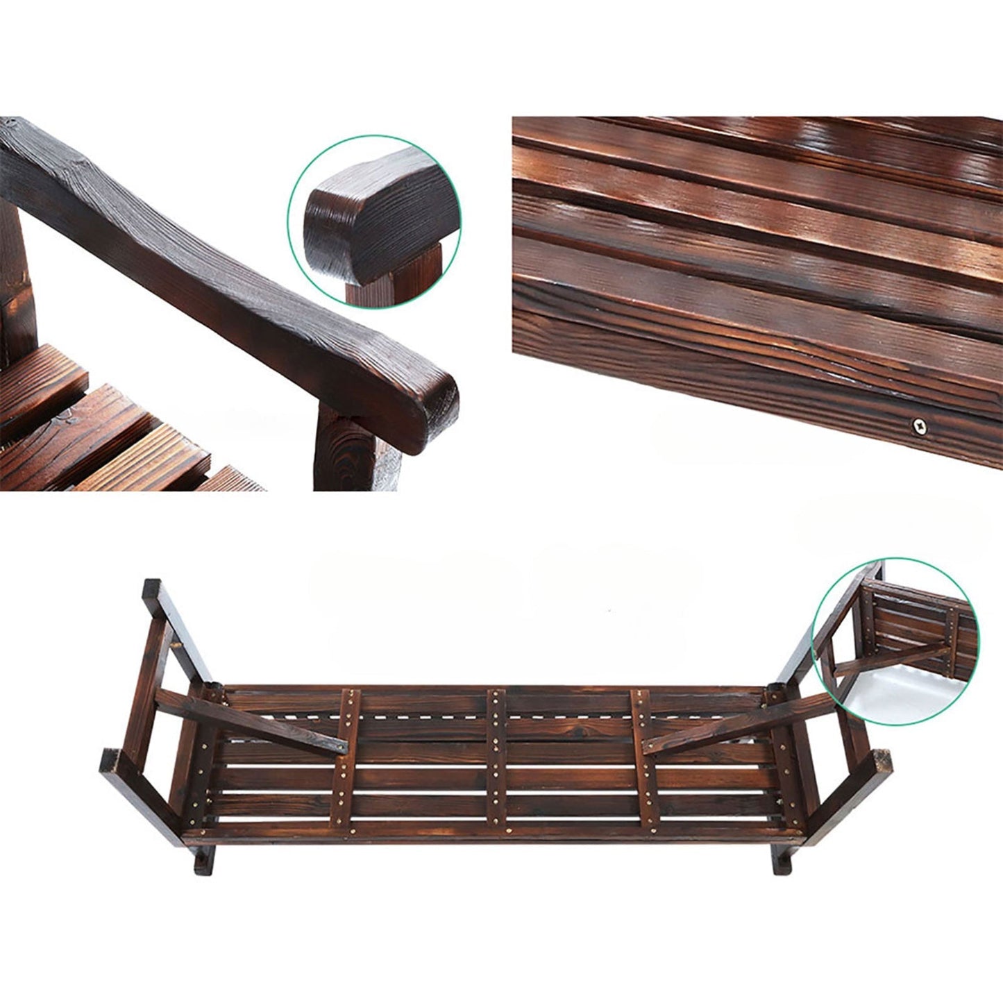 Wooden Garden Bench Outdoor Furniture Decor Patio 3 Seater - Natural