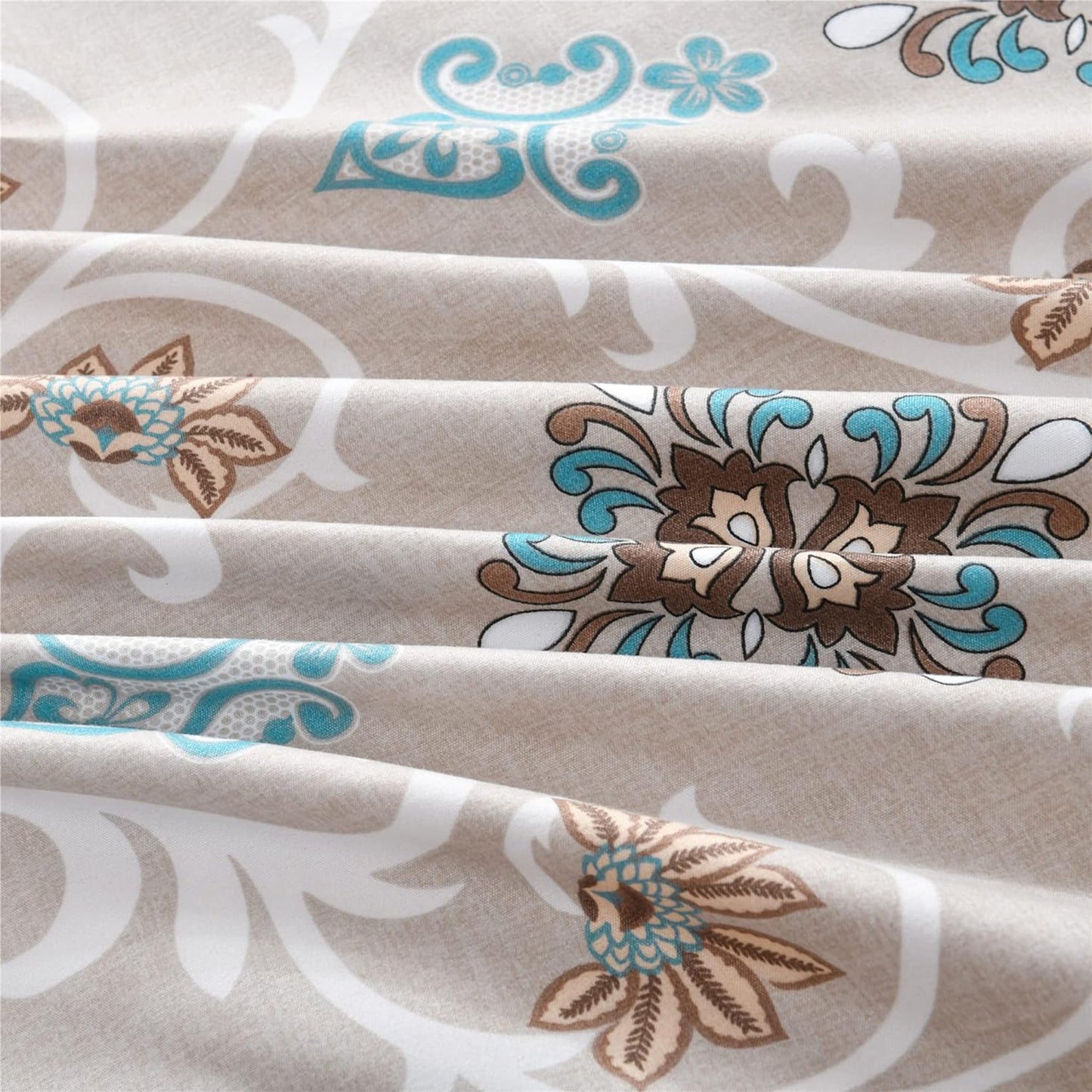 Soft Microfibre Bedding Quilt Cover Set - Floral Beige