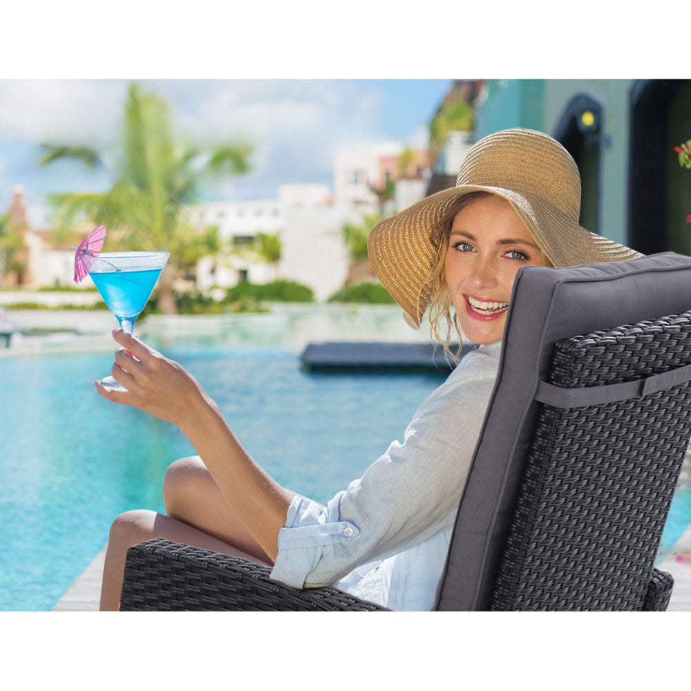 Sun Recliner Chair Outdoor Patio Garden Cushion Set of 2 - Black