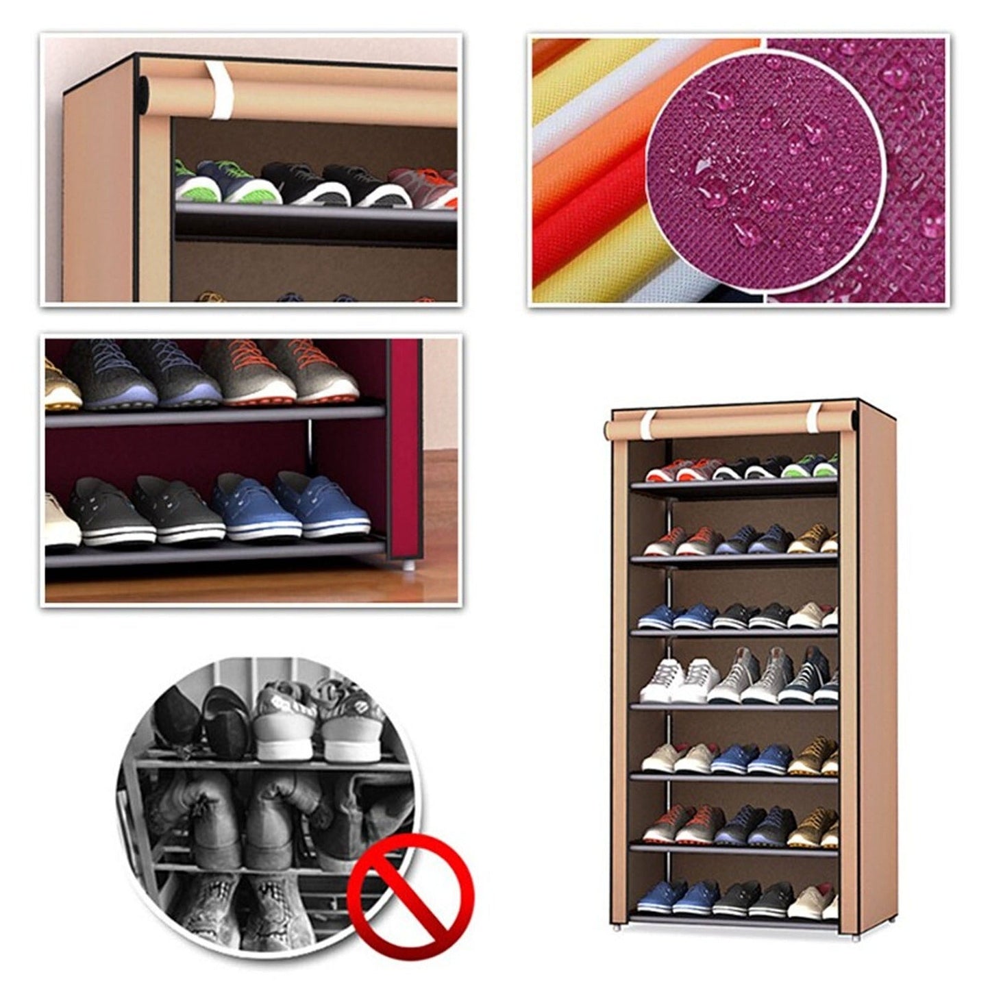 Portable Shoe Rack Cabinet 45 Pairs Storage with Cover