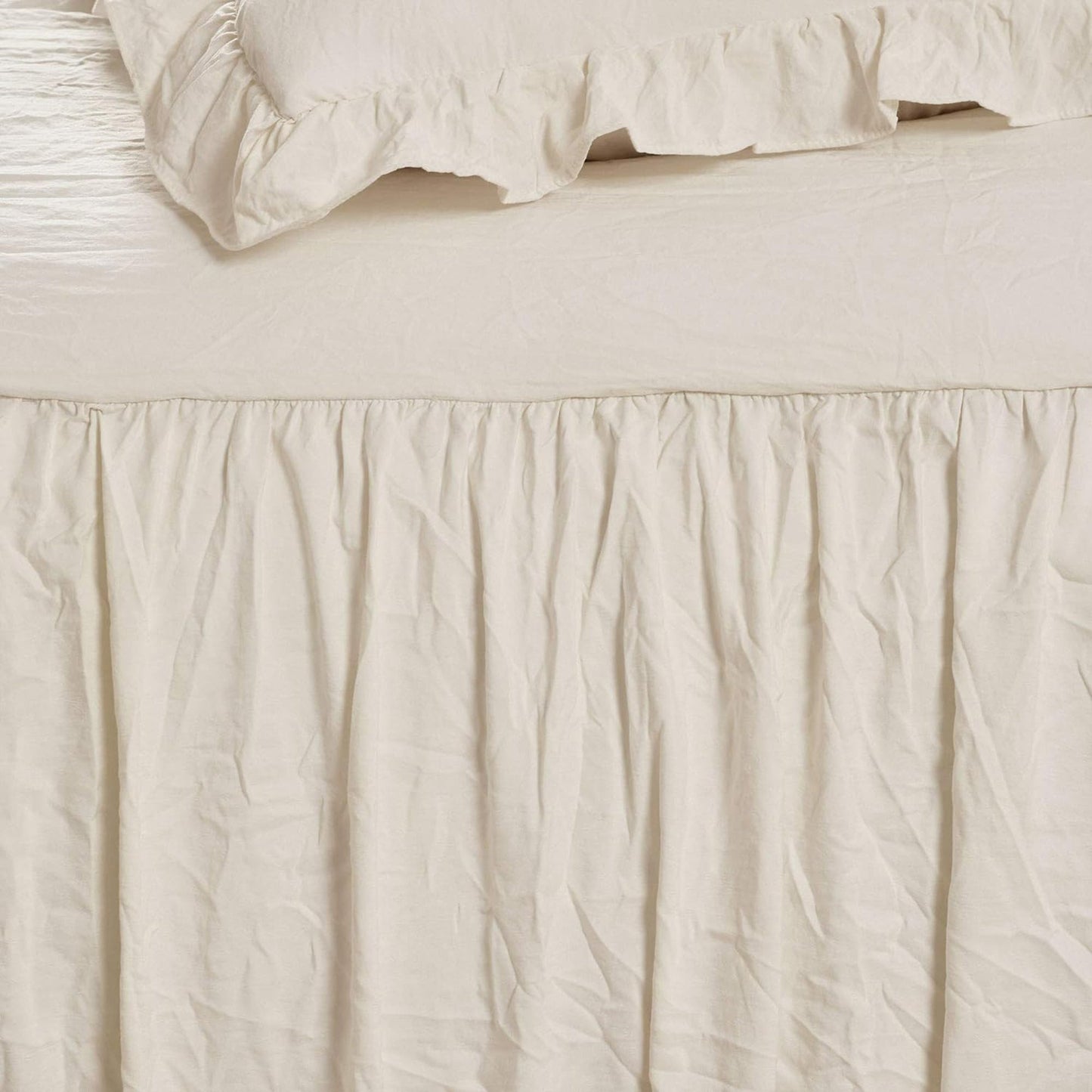 Vintage Chic Farmhouse Style Lightweight Ruffle Skirt Bedspread - Ivory