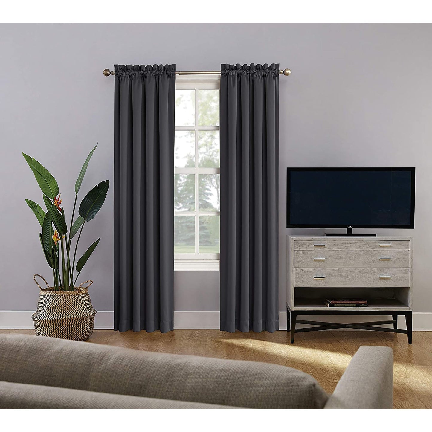 Oslo Theater Grade Extreme Total Blackout Rod Pocket Curtain Panel 52x63 Inches - Coal