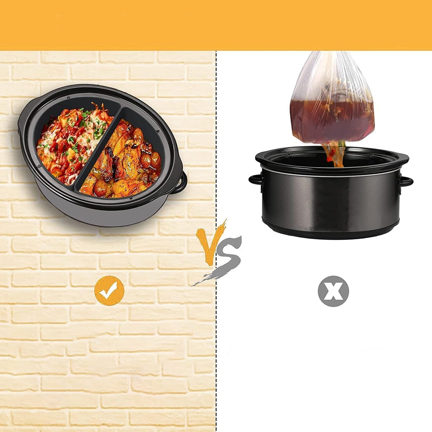 Dishwasher Safe BPA Free Reusable Silicone Slow Cooker Liner for Crock Pot